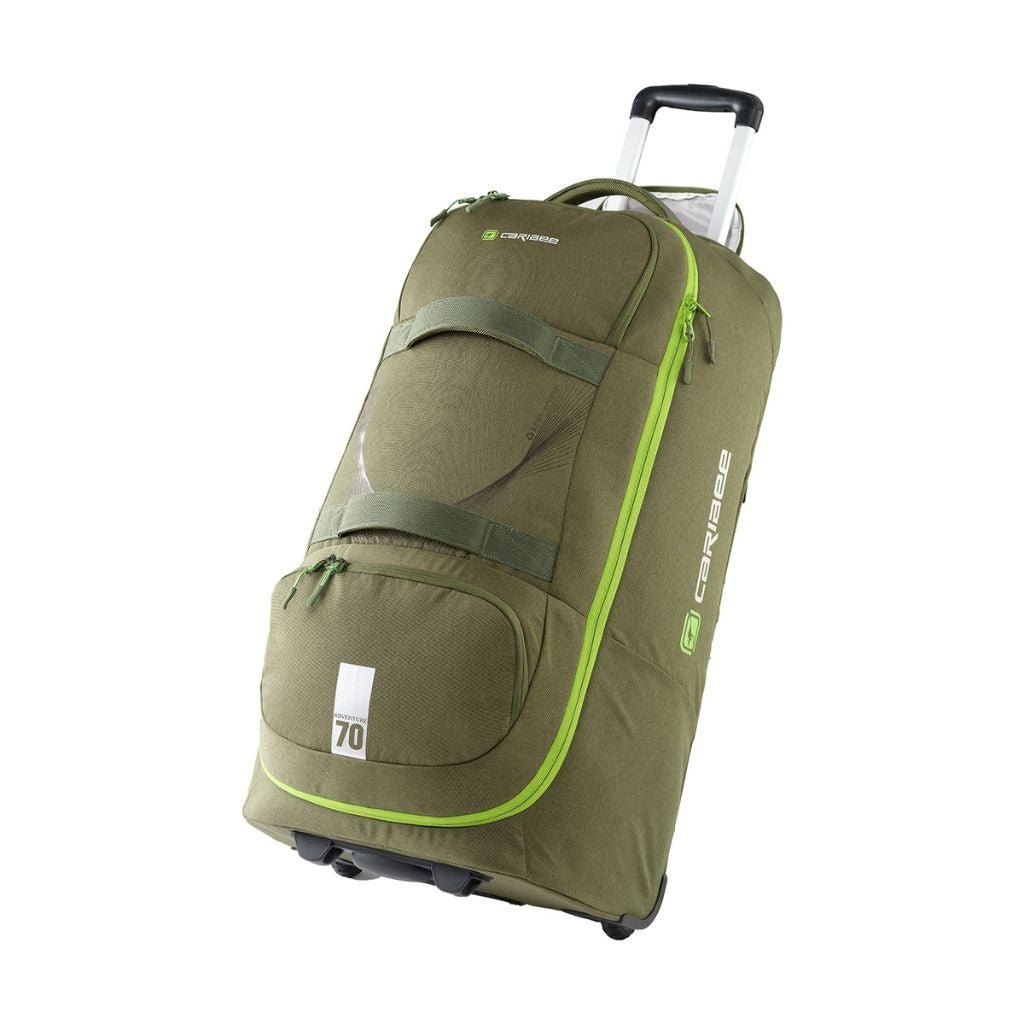 Caribee Adventure 70L Hybrid Wheeled Travel Duffel/Backpack - Olive - Love Luggage