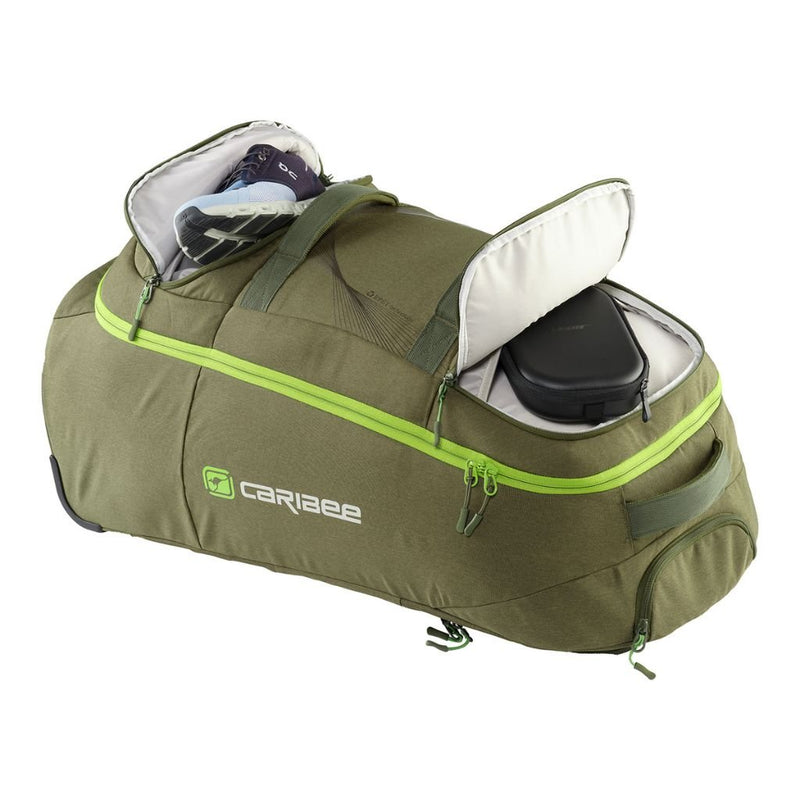 Caribee Adventure 70L Hybrid Wheeled Travel Duffel/Backpack - Olive - Love Luggage