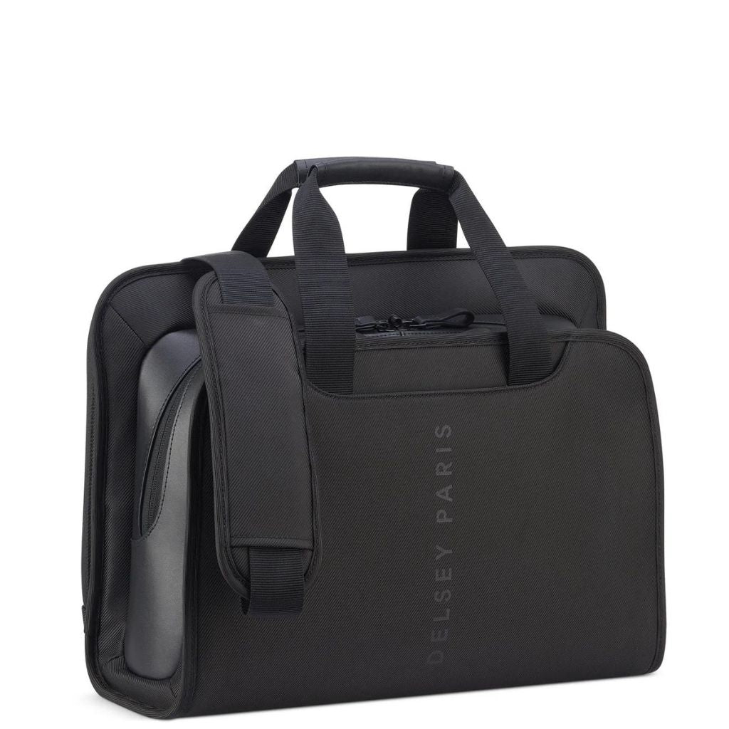 Delsey Arche Business Shoulder Messenger Bag 14" - Black - Love Luggage