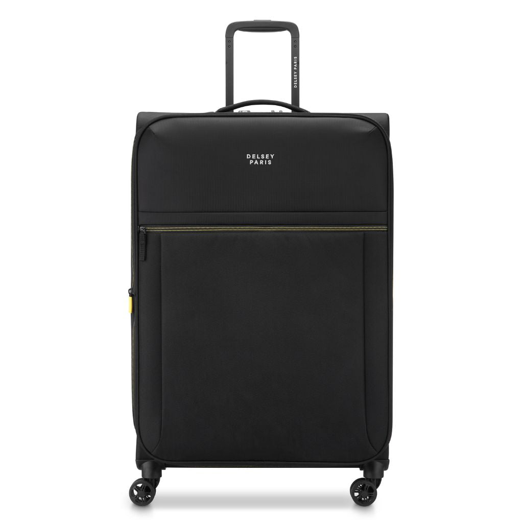 Delsey BROCHANT 3.0 78cm Large Softsided Luggage - Deep Black - Love Luggage