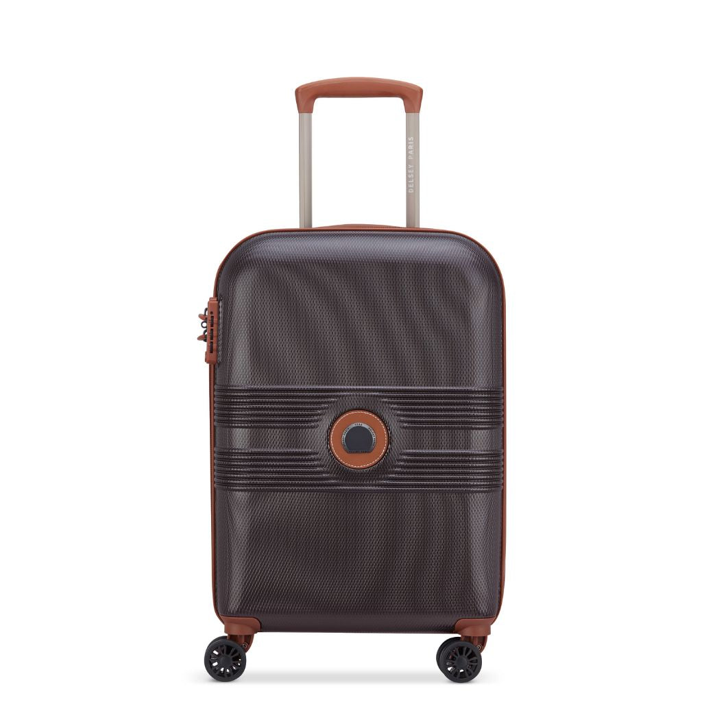 Delsey Flanerie Expandable 55cm Carry On Suitcase - Brown - Love Luggage