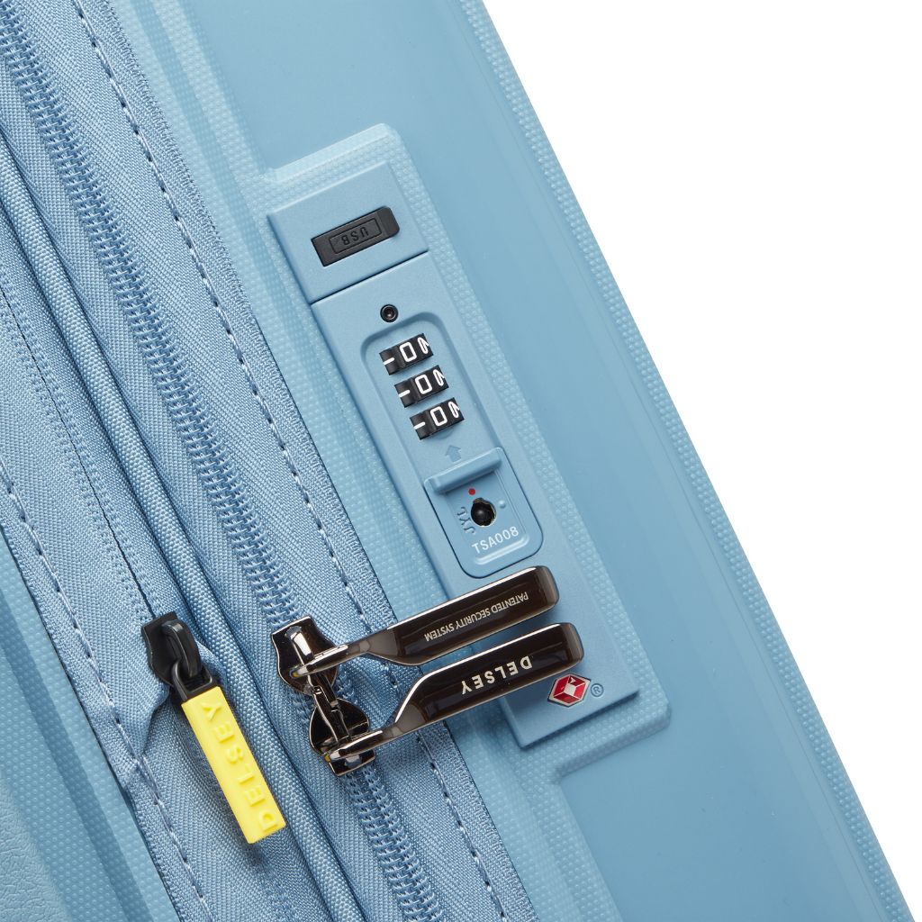 Delsey Lutece Lightweight EXP Carry On Suitcase - Blue - Love Luggage