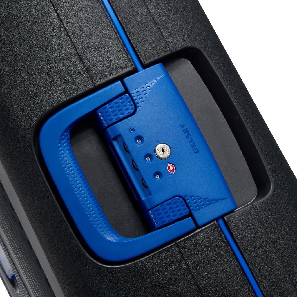 Delsey Moncey 55cm Carry On Hardsided Luggage Black/Blue - Love Luggage