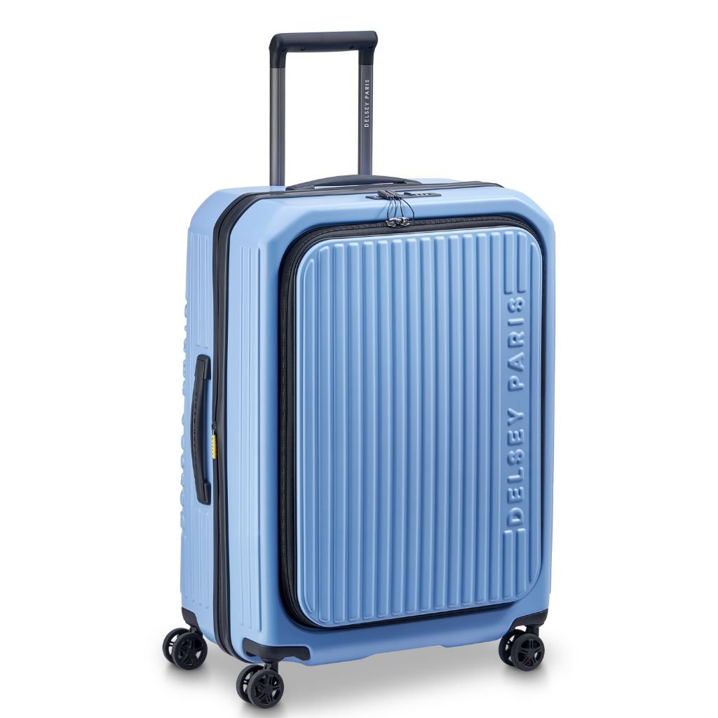 Delsey Securitime ZIP Top Opening 66cm Medium Exp Luggage - Blue - Love Luggage