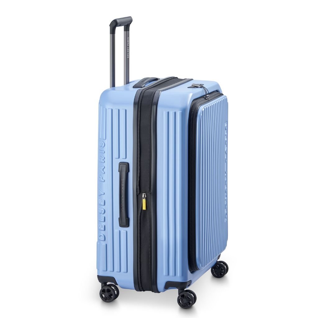 Delsey Securitime ZIP Top Opening 66cm Medium Exp Luggage - Blue - Love Luggage