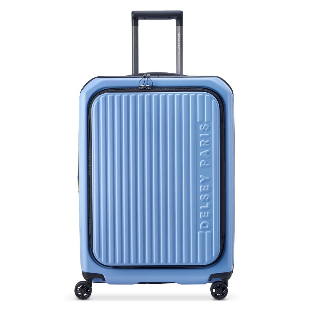 Delsey Securitime ZIP Top Opening 66cm Medium Exp Luggage - Blue - Love Luggage
