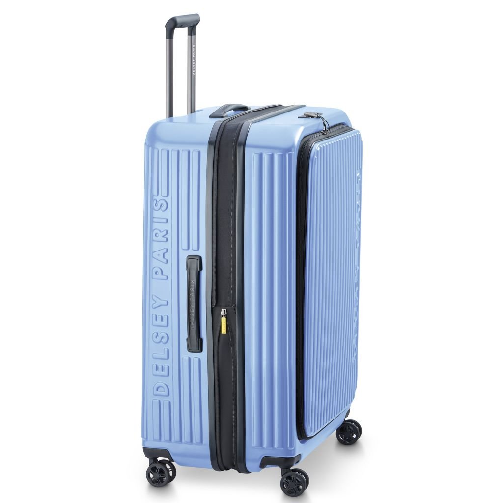 Delsey Securitime ZIP Top Opening 76cm Large Exp Luggage - Blue - Love Luggage