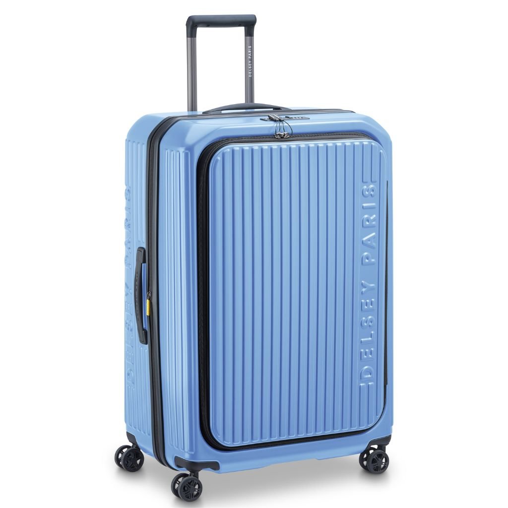 Delsey Securitime ZIP Top Opening 76cm Large Exp Luggage - Blue - Love Luggage