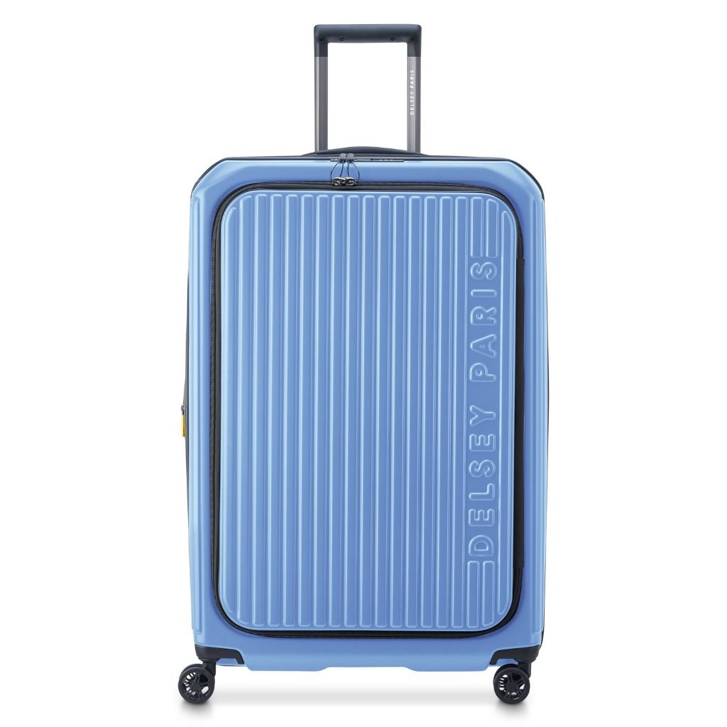 Delsey Securitime ZIP Top Opening 76cm Large Exp Luggage - Blue - Love Luggage
