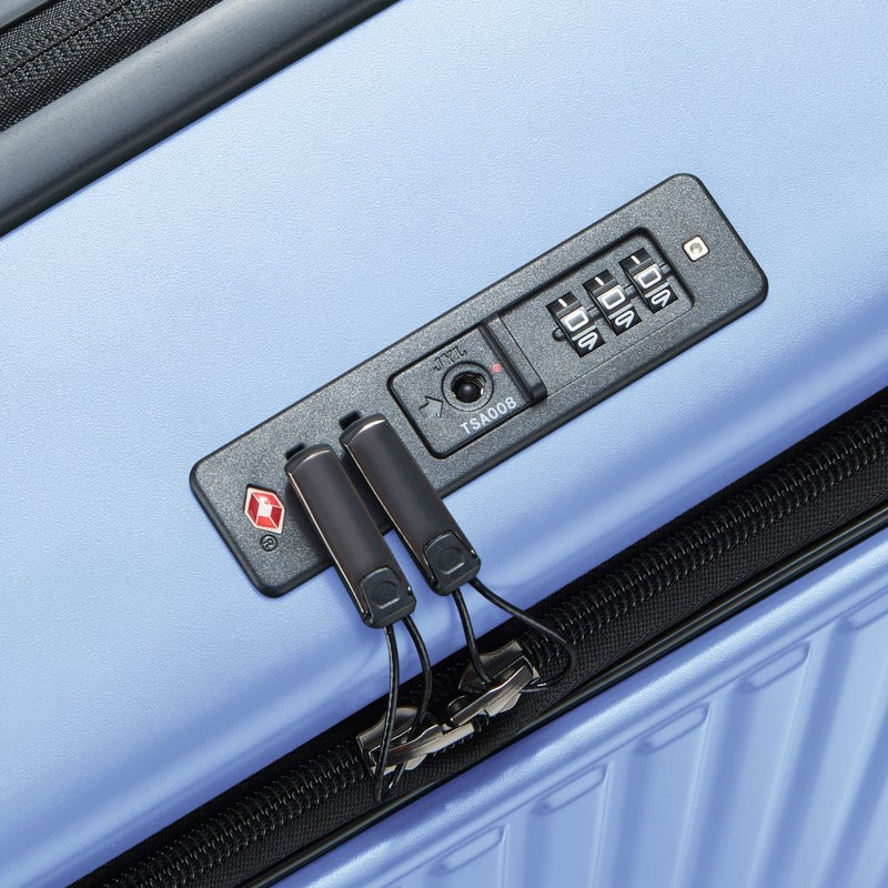 Delsey Securitime ZIP Top Opening 76cm Large Exp Luggage - Blue - Love Luggage