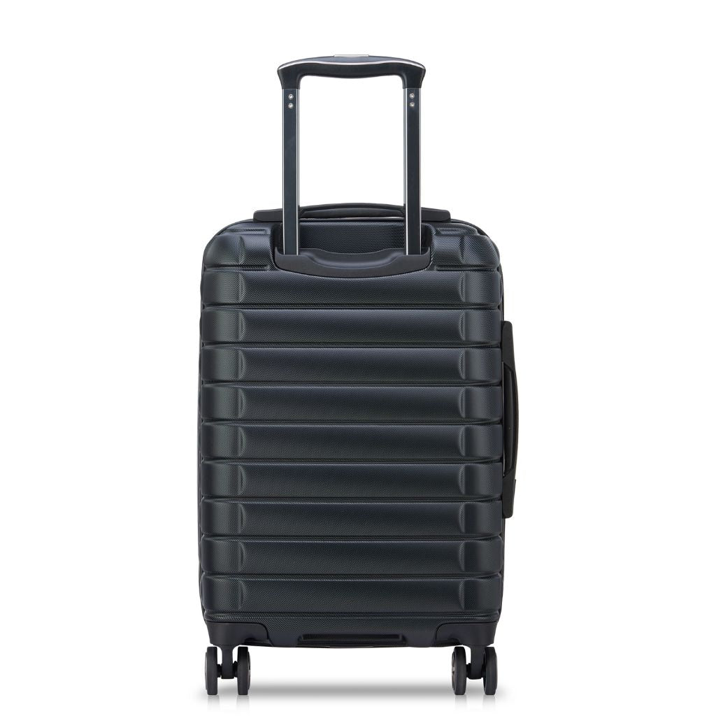 Delsey Shadow 55cm Expandable Carry On Luggage - Black + Laptop Sleeve - Love Luggage