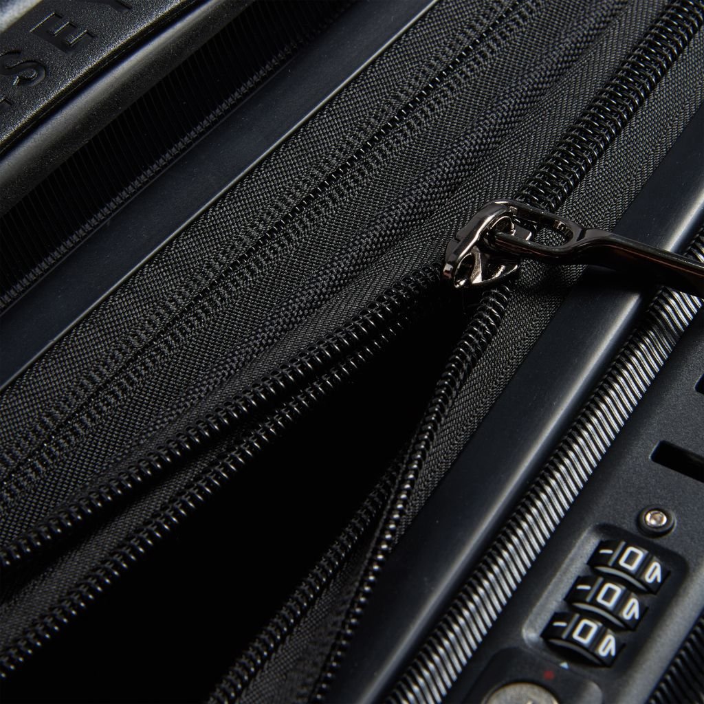 Delsey Shadow 55cm Expandable Carry On Luggage - Black + Laptop Sleeve - Love Luggage