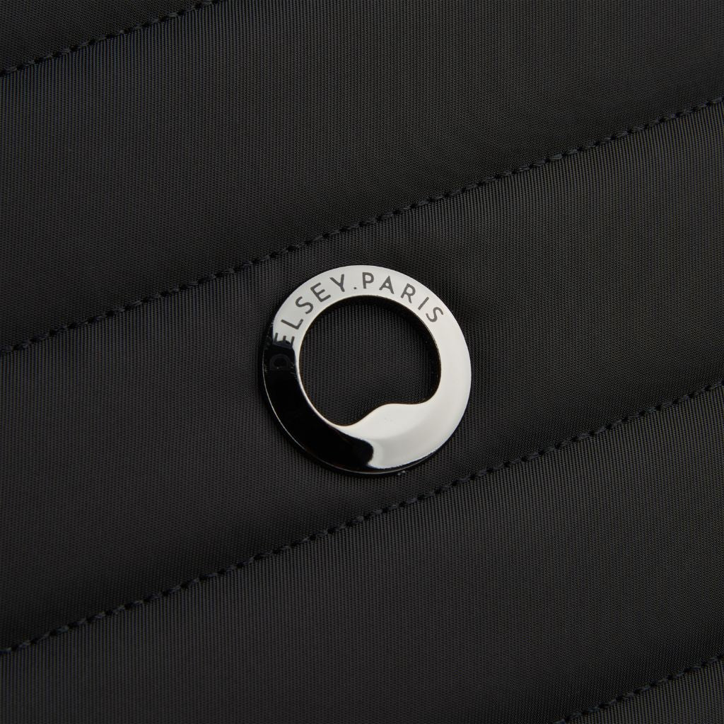 Delsey Shadow 55cm Expandable Carry On Luggage - Black + Laptop Sleeve - Love Luggage