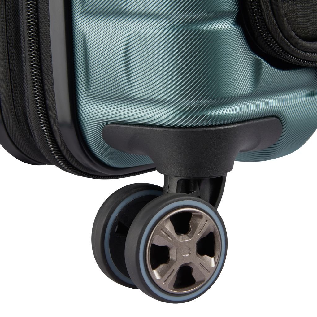 Delsey Shadow 55cm Expandable Carry On Luggage - Green + Laptop Sleeve - Love Luggage