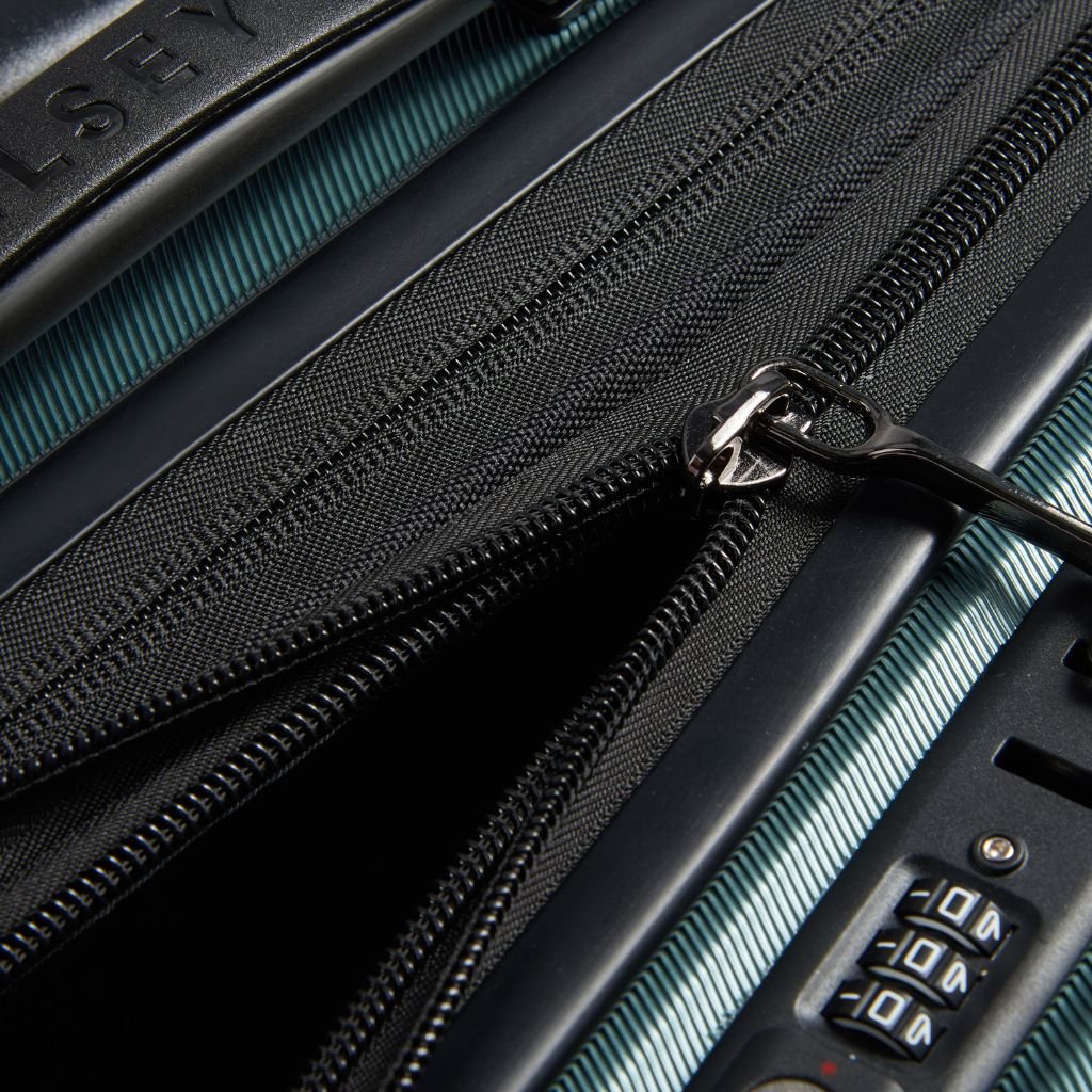 Delsey Shadow 55cm Expandable Carry On Luggage - Green + Laptop Sleeve - Love Luggage