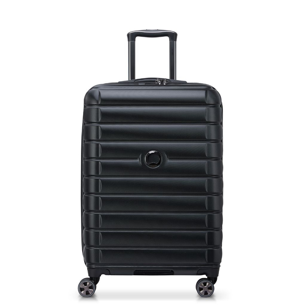 Delsey Shadow 66cm Expandable Medium Luggage - Black - Love Luggage