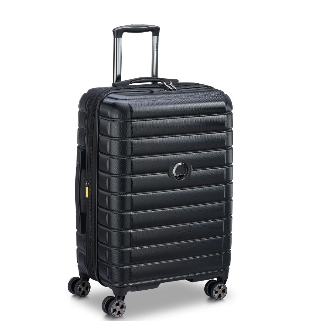 Delsey Shadow 66cm Expandable Medium Luggage - Black - Love Luggage