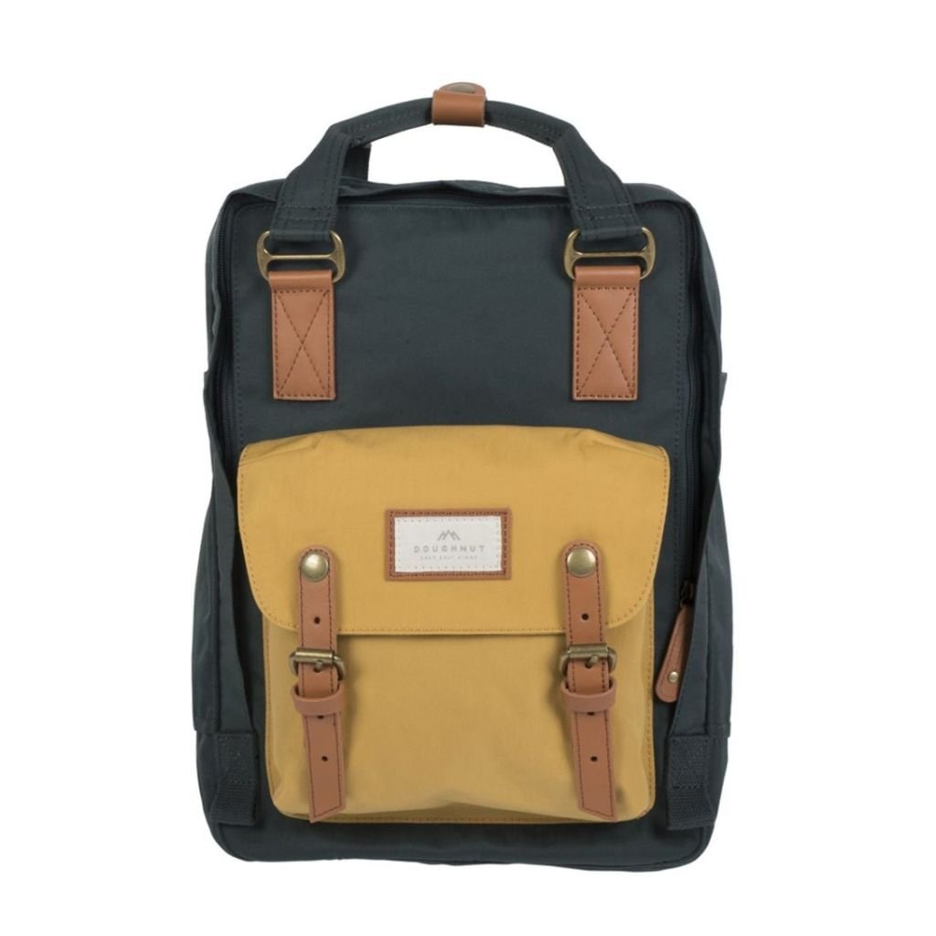 Doughnut Macaroon 14" Laptop Backpack - Slate Green x Yellow - Love Luggage