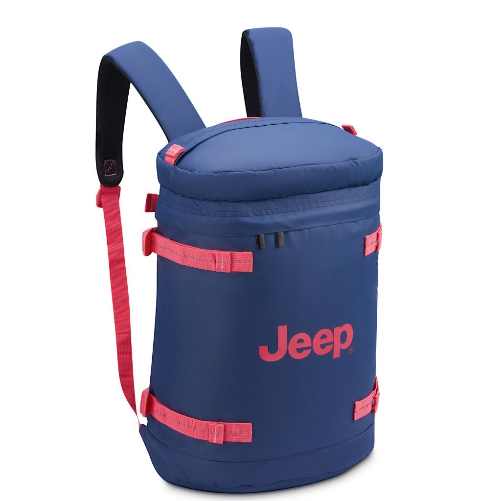 Jeep Cylindrical 17" Laptop Backpack with RFID - Navy - Love Luggage