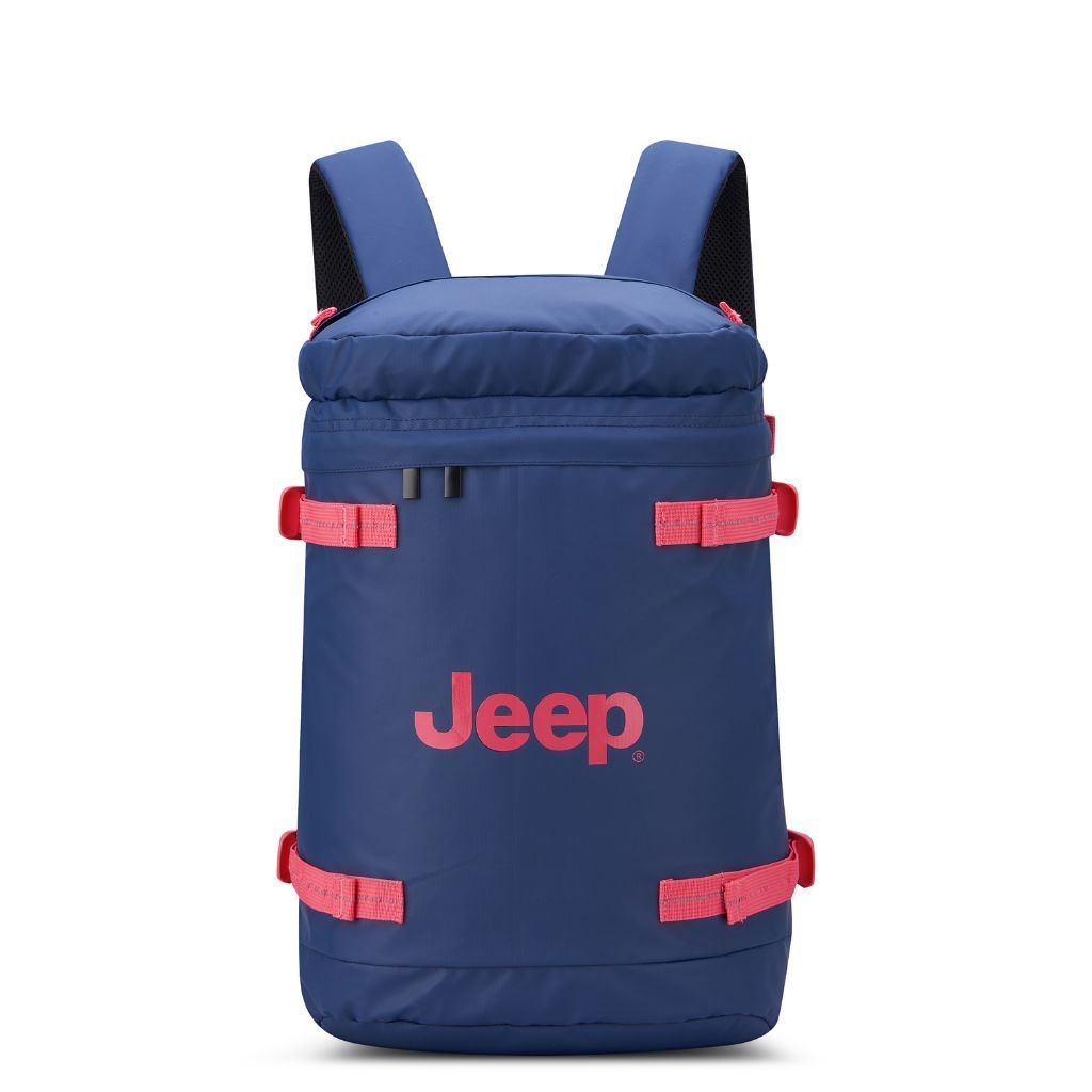 Jeep Cylindrical 17" Laptop Backpack with RFID - Navy - Love Luggage