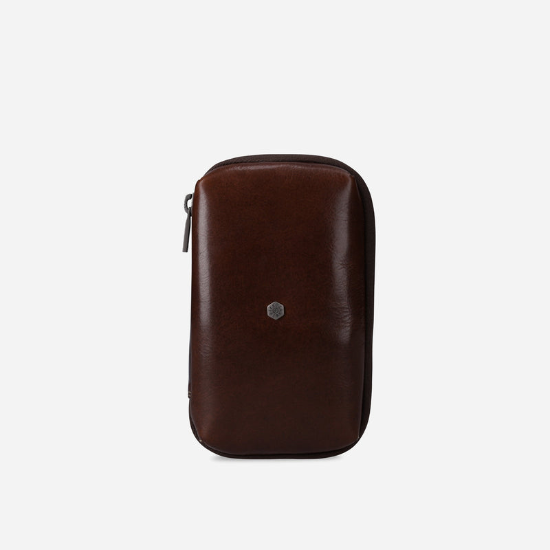 Jekyll & Hide Compact Zip Around Cable Pouch, Mocha - Love Luggage