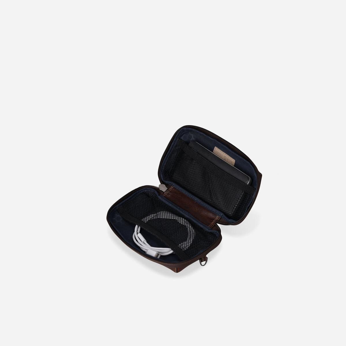 Jekyll & Hide Compact Zip Around Cable Pouch, Mocha - Love Luggage