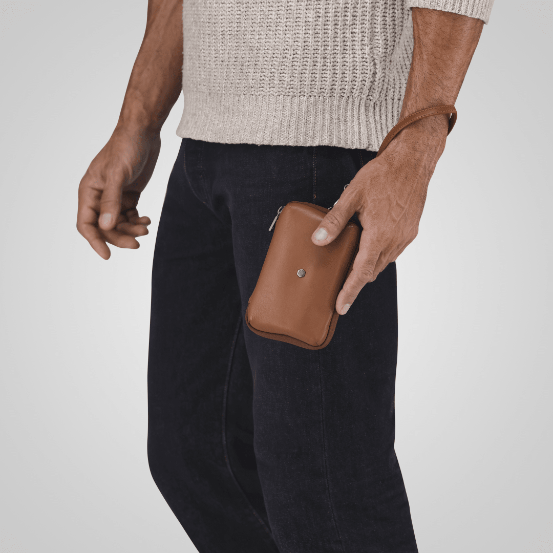 Jekyll & Hide Compact Zip Around Cable Pouch, Tan - Love Luggage