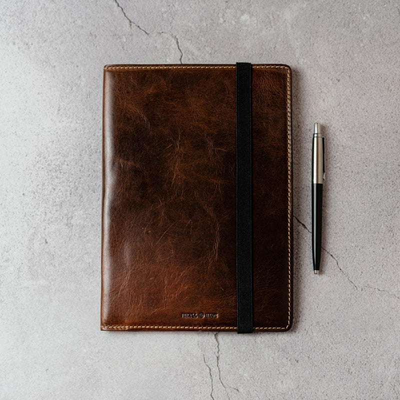 Jekyll & Hide Leather A5 Notebook Cover, Mocha - Love Luggage