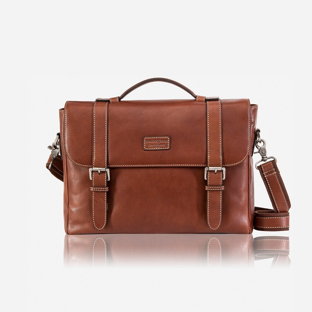 Jekyll & Hide Montana Double Buckle Laptop Briefcase, Colt - Love Luggage