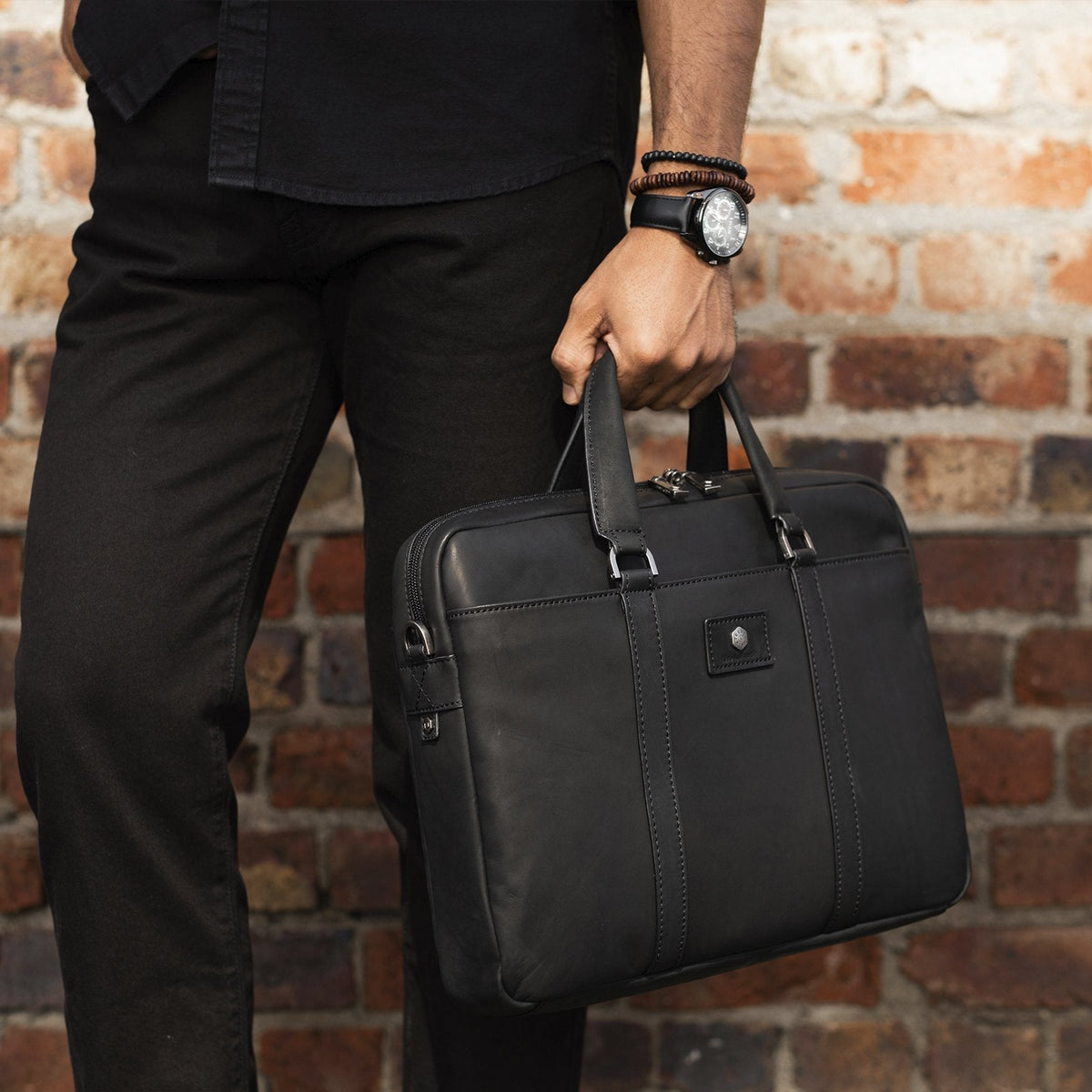 Jekyll & Hide Montana Slim Laptop Briefcase, Black - Love Luggage