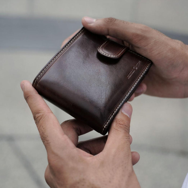 Jekyll & Hide Oxford Billfold Wallet With Coin And ID Window, Coffee - Love Luggage
