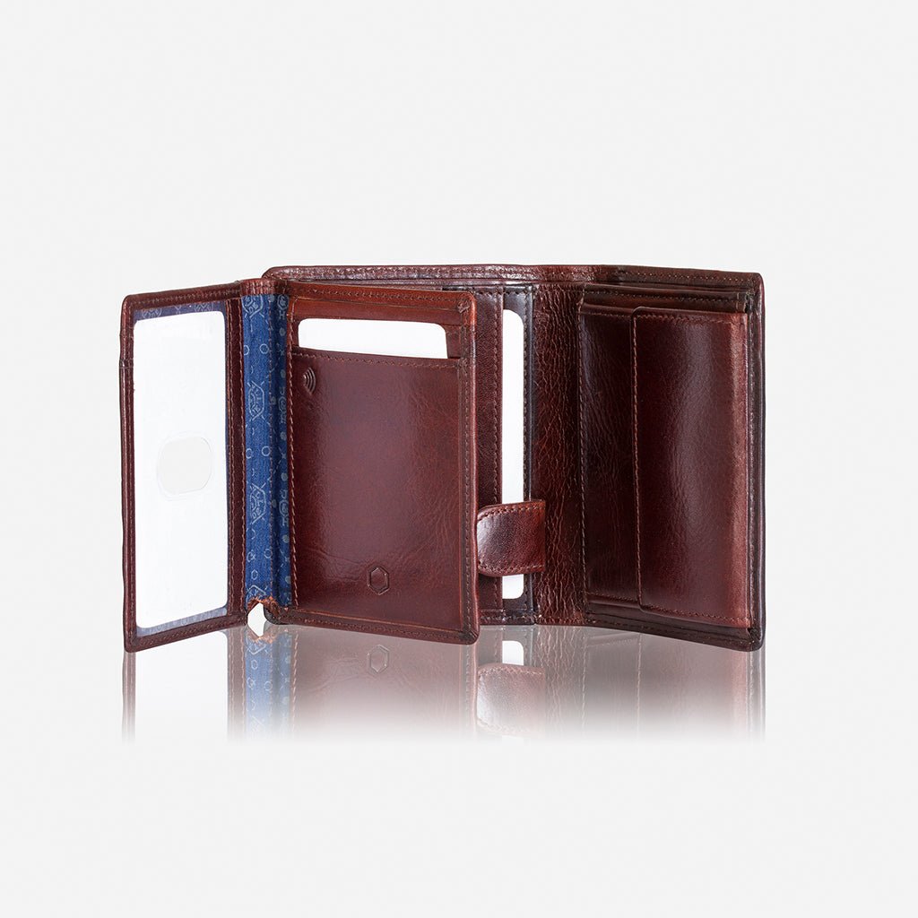 Jekyll & Hide Oxford Large Billfold Wallet With ID Window, Coffee - Love Luggage