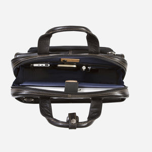 Jekyll & Hide Oxford Large Multi Compartment Briefcase, Black - Love Luggage
