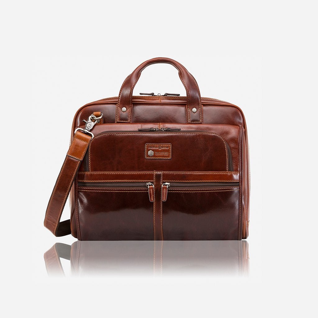Jekyll & Hide Oxford Large Multi Compartment Briefcase, Tobacco - Love Luggage