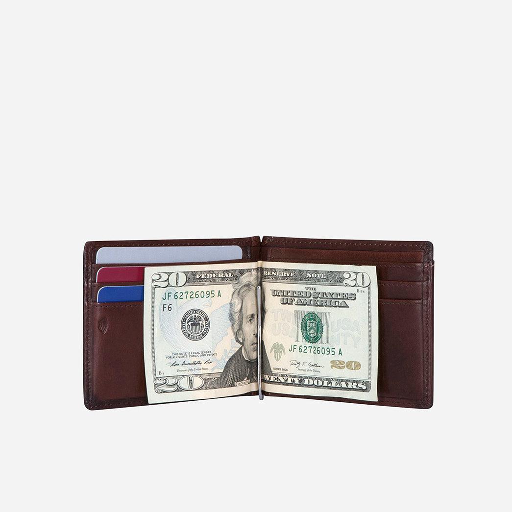 Jekyll & Hide Oxford Leather Money Clip Wallet, Coffee - Love Luggage
