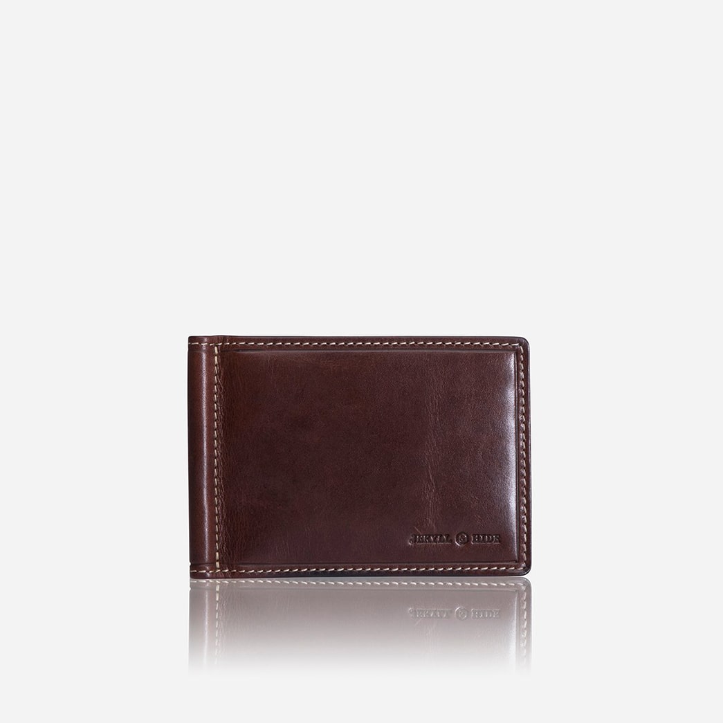 Jekyll & Hide Oxford Leather Money Clip Wallet, Coffee - Love Luggage