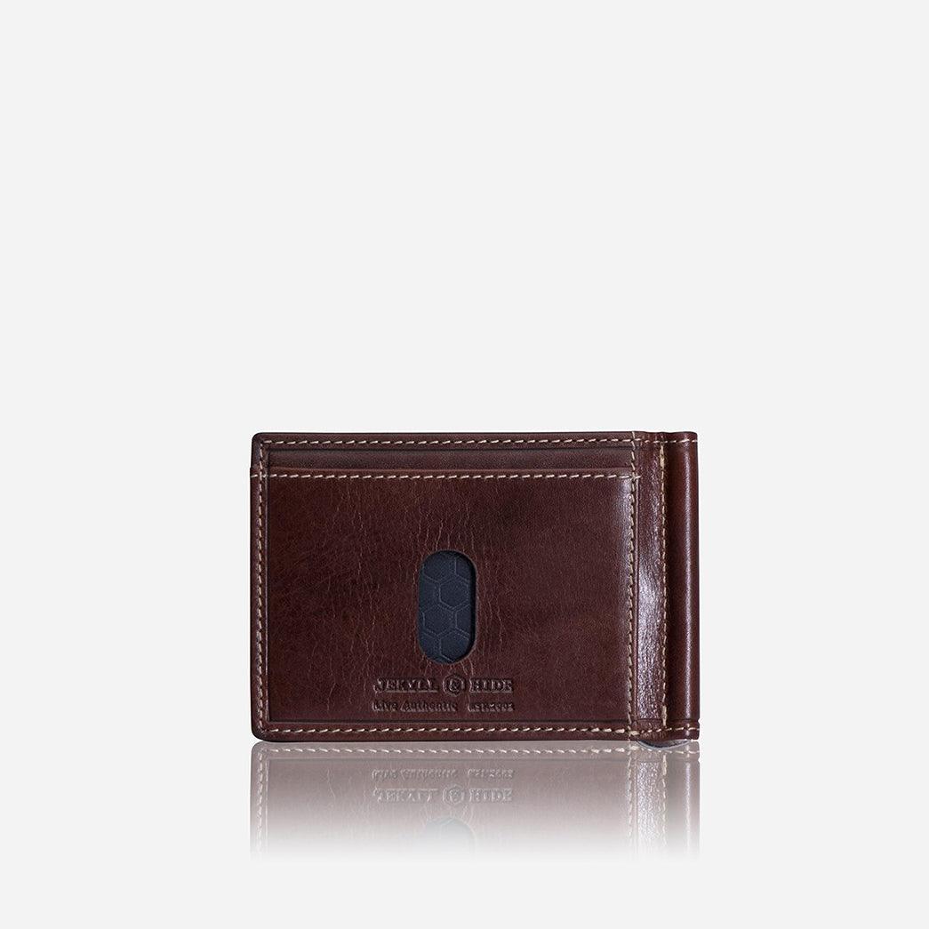 Jekyll & Hide Oxford Leather Money Clip Wallet, Coffee - Love Luggage