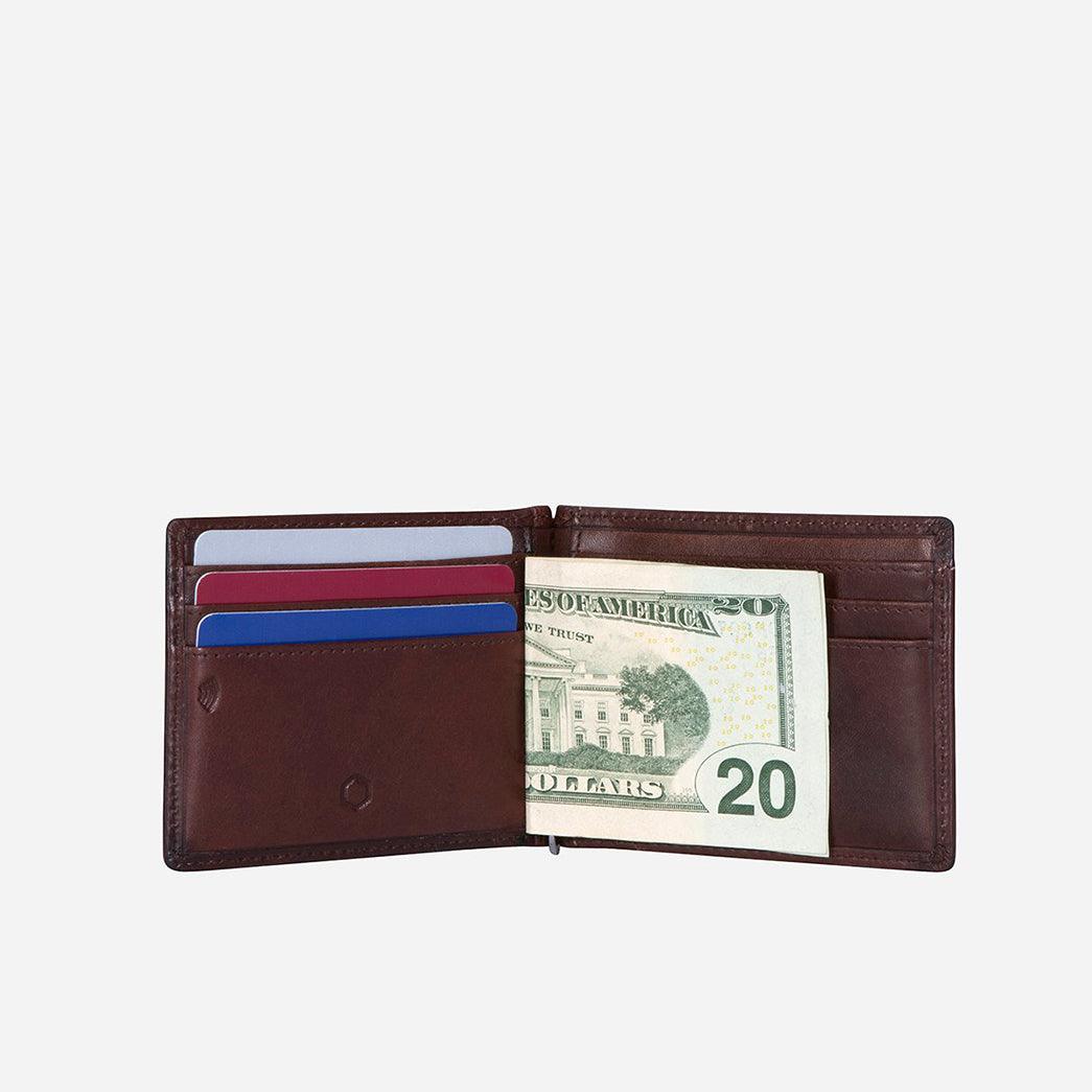 Jekyll & Hide Oxford Leather Money Clip Wallet, Coffee - Love Luggage