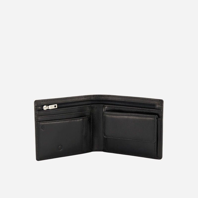 Jekyll & Hide Oxford Medium Billfold Wallet With Coin, Black - Love Luggage