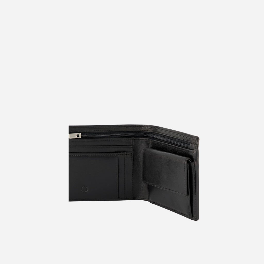 Jekyll & Hide Oxford Medium Billfold Wallet With Coin, Black - Love Luggage