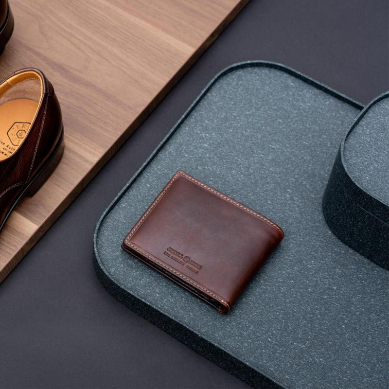 Jekyll & Hide Oxford Medium Billfold Wallet With Coin, Coffee - Love Luggage