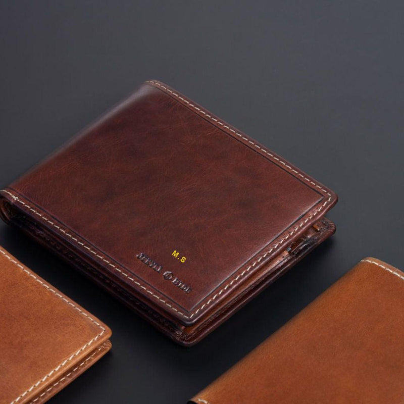 Jekyll & Hide Oxford Medium Billfold Wallet With Coin, Coffee - Love Luggage