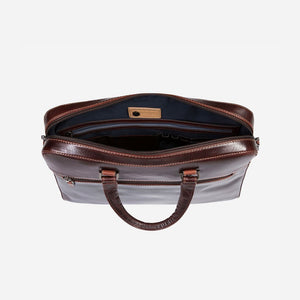 Jekyll & Hide Oxford Slim Zip Top Briefcase, Tobacco - Love Luggage