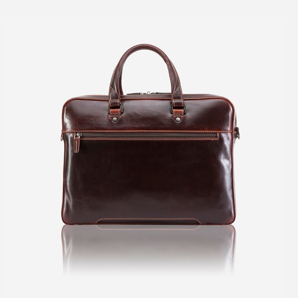Jekyll & Hide Oxford Slim Zip Top Briefcase, Tobacco - Love Luggage