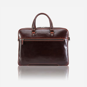 Jekyll & Hide Oxford Slim Zip Top Briefcase, Tobacco - Love Luggage