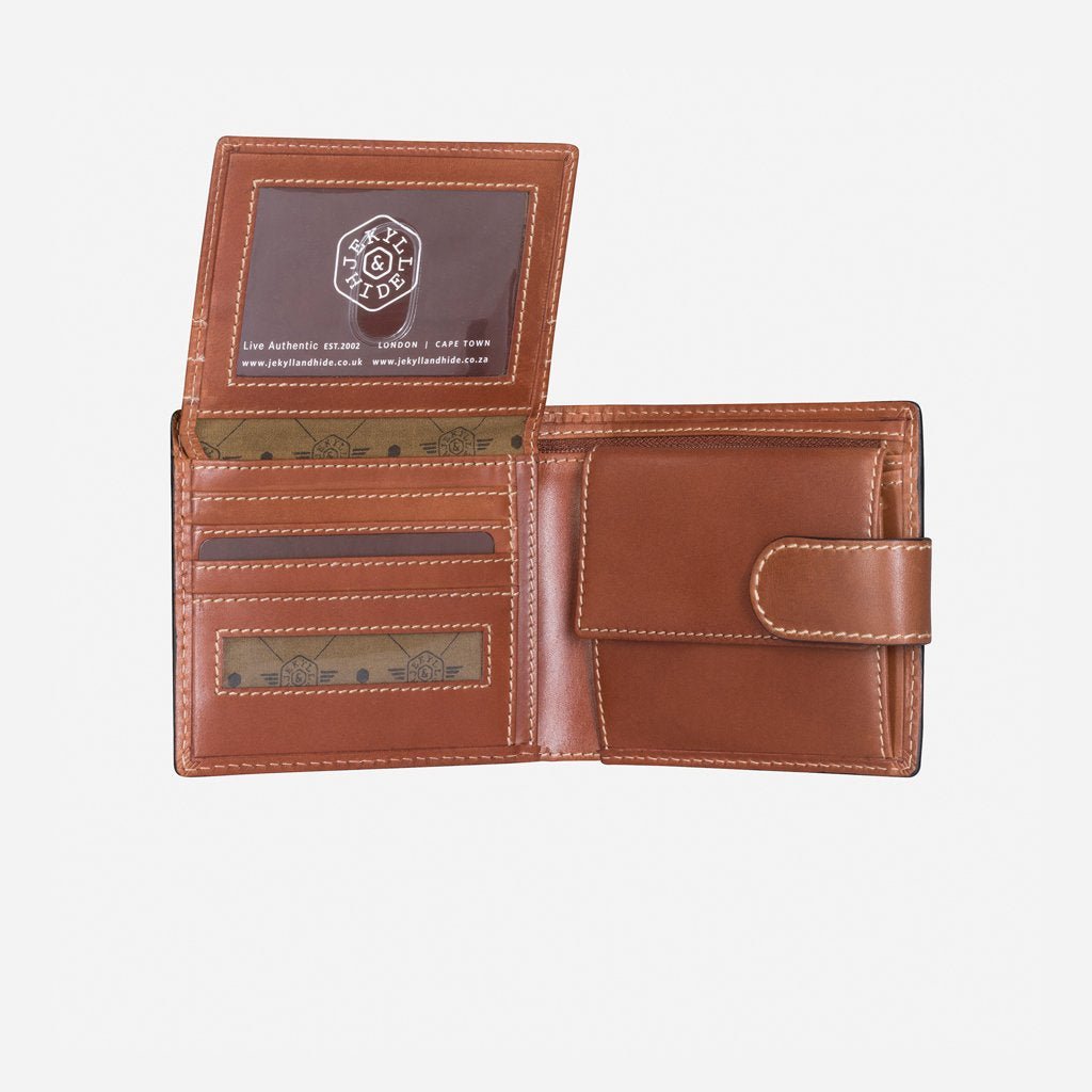 Jekyll & Hide Texas Large Billfold Wallet With Coin Pouch, Clay - Love Luggage