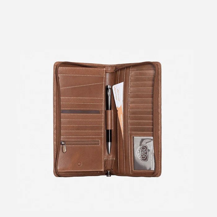 Jekyll & Hide Texas Large Zip - Around Travel And Passport Organiser, Clay - Love Luggage