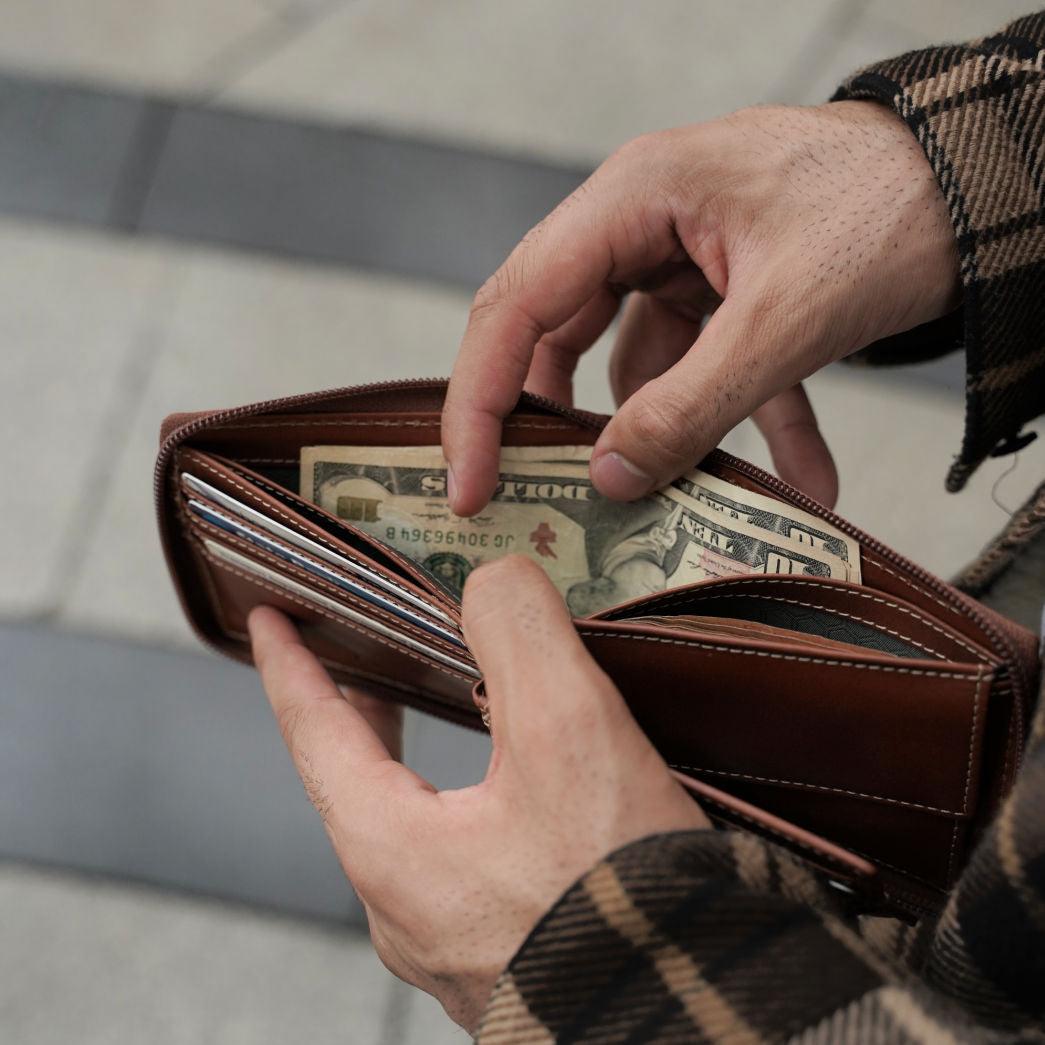 Jekyll & Hide Texas Large Zip Around Wallet With Coin, Clay - Love Luggage