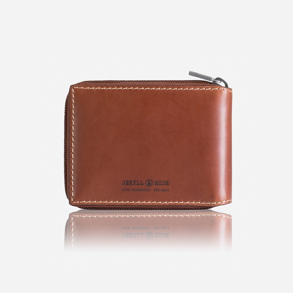 Jekyll & Hide Texas Large Zip Around Wallet With Coin, Clay - Love Luggage