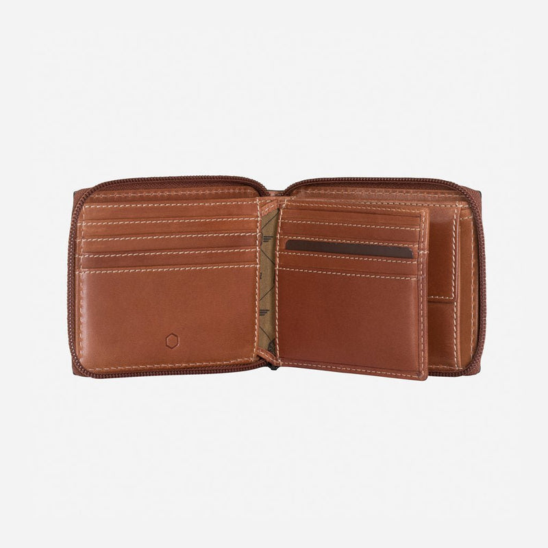 Jekyll & Hide Texas Large Zip Around Wallet With Coin, Clay - Love Luggage
